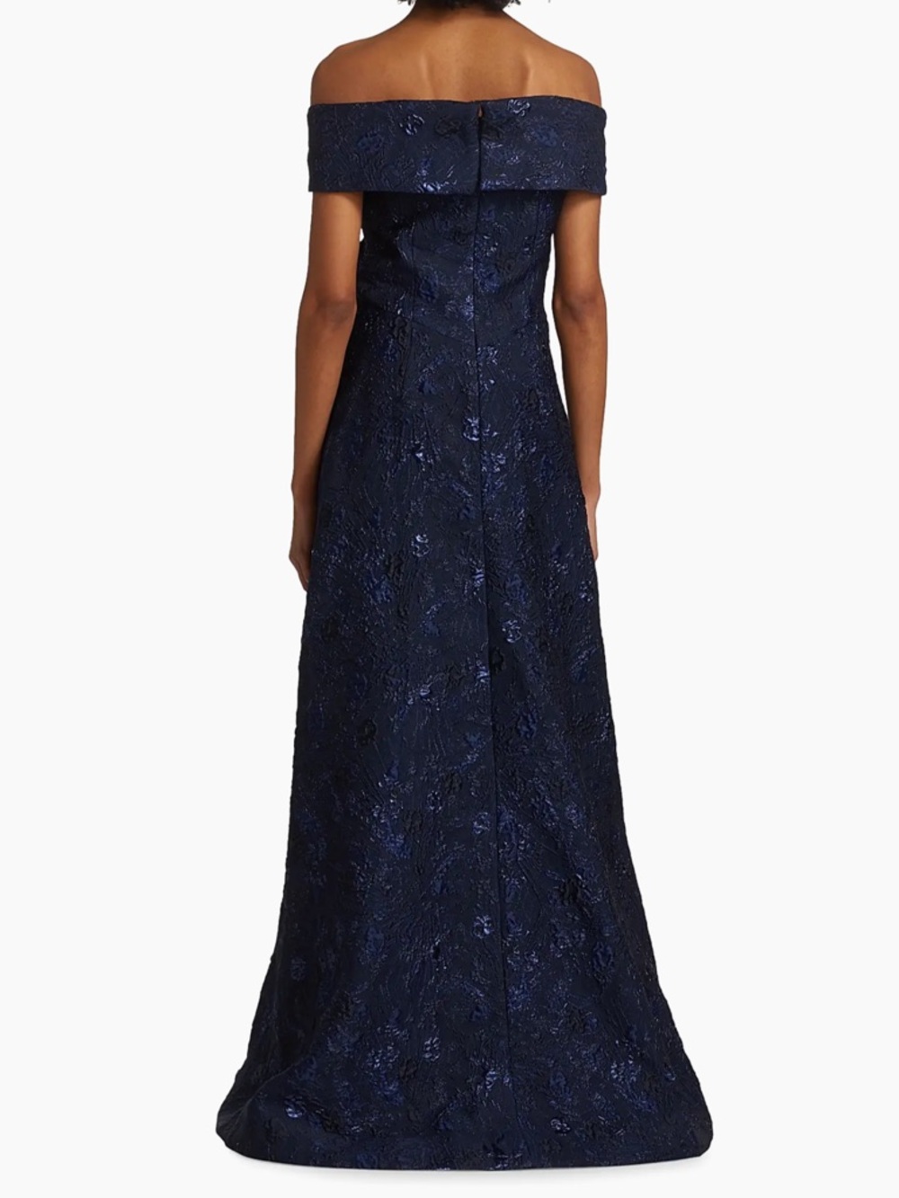 Rickie Freeman For Teri Jon Off-the-Shoulder Metallic Jacquard Gown Size 12 NEW - Picture 3 of 11